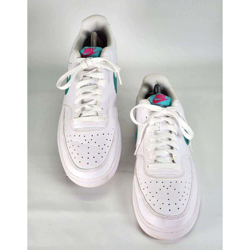 Nike Women's Teal Pink  Leather Court Vision White Washed Shoe Sz 11.5 1473 - Picture 5 of 15